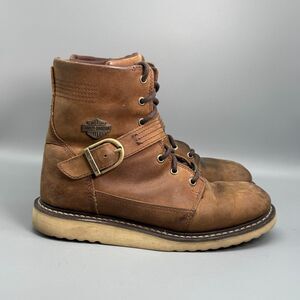 Harley-Davidson Darton 8” Women's 9.5 Brown Leather Motorcycle Boots Side Zip